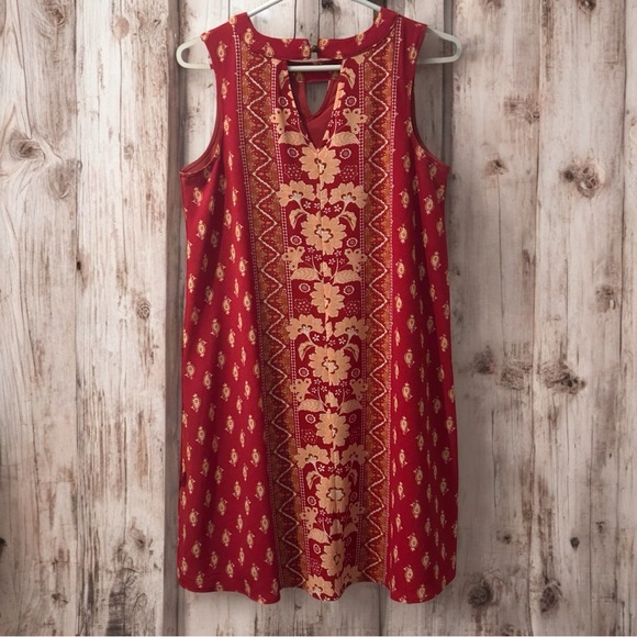 Xhilaration Burt Orange Sleeveless Dress with Cream & Gold Details, Lined, SZ-MD - Picture 2 of 14